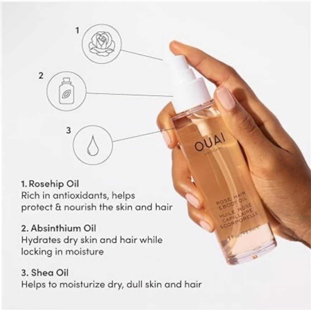 OUAI Rose Hair & Body Oil 3floz - Picture 4 of 5